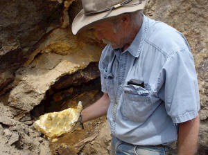 Gene chiseled out a nice stalactite plate.