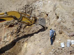 Gene Stewart checking out his old Graveyard Claim now filled in with silt.