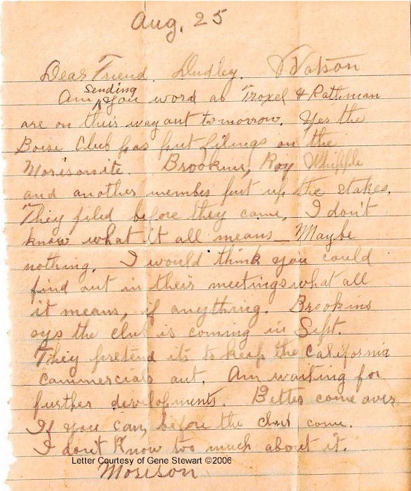 A letter from Morison to Dudley Watson